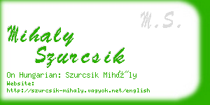 mihaly szurcsik business card